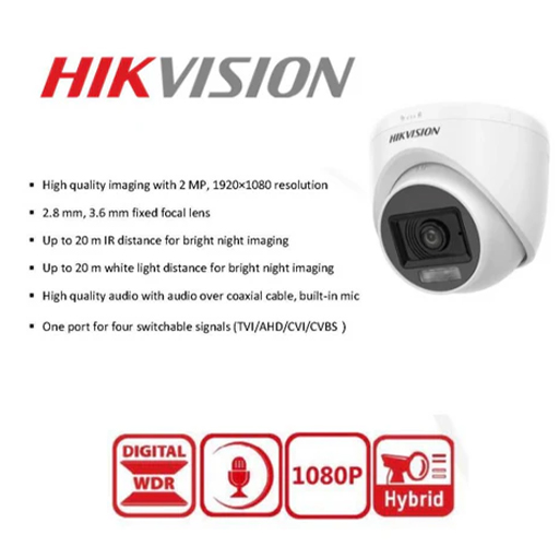 Hikvision 4 Smart Hybrid Light Channel System with 2MP –AUDIO Cameras
