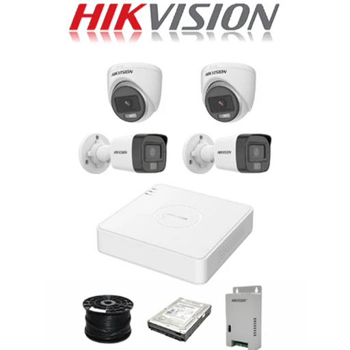 Hikvision 4 Smart Hybrid Light Channel System with 2MP AUDIO Cameras